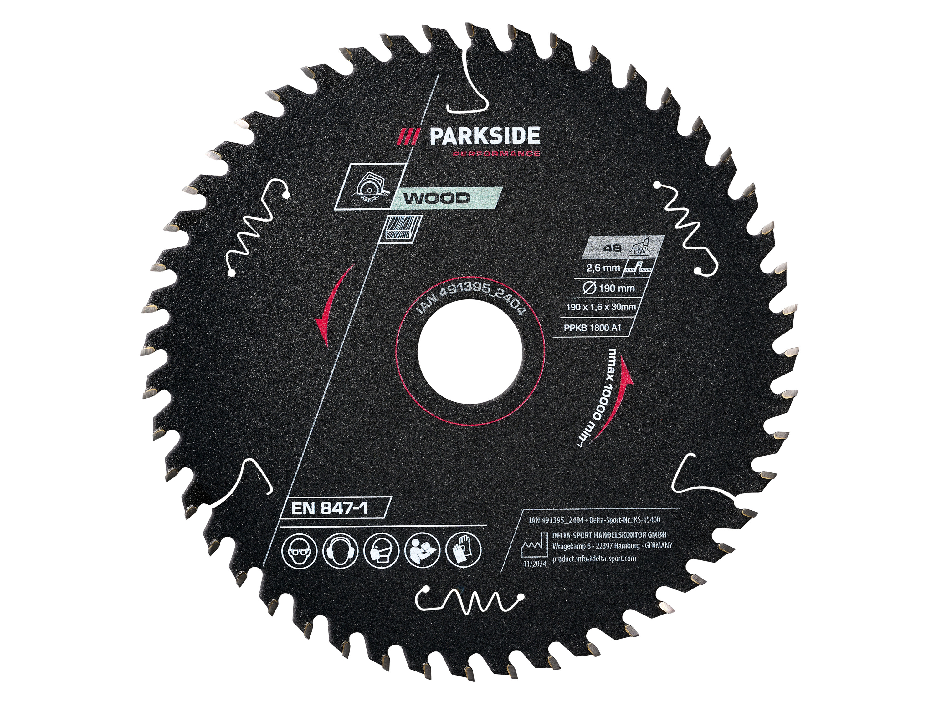 Parkside Performance Tarcza do pilarki, Ppkb 1800 A1 Do drewna, 48 zębów