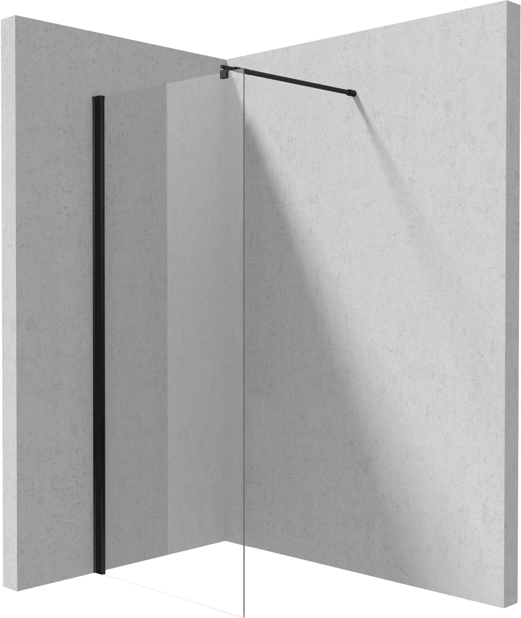 Darmowa Dostawa - Ścianka prysznicowa walk-in 80 cm czarny mat/szkło przezroczyste Deante Kerria Plus KTSN38P