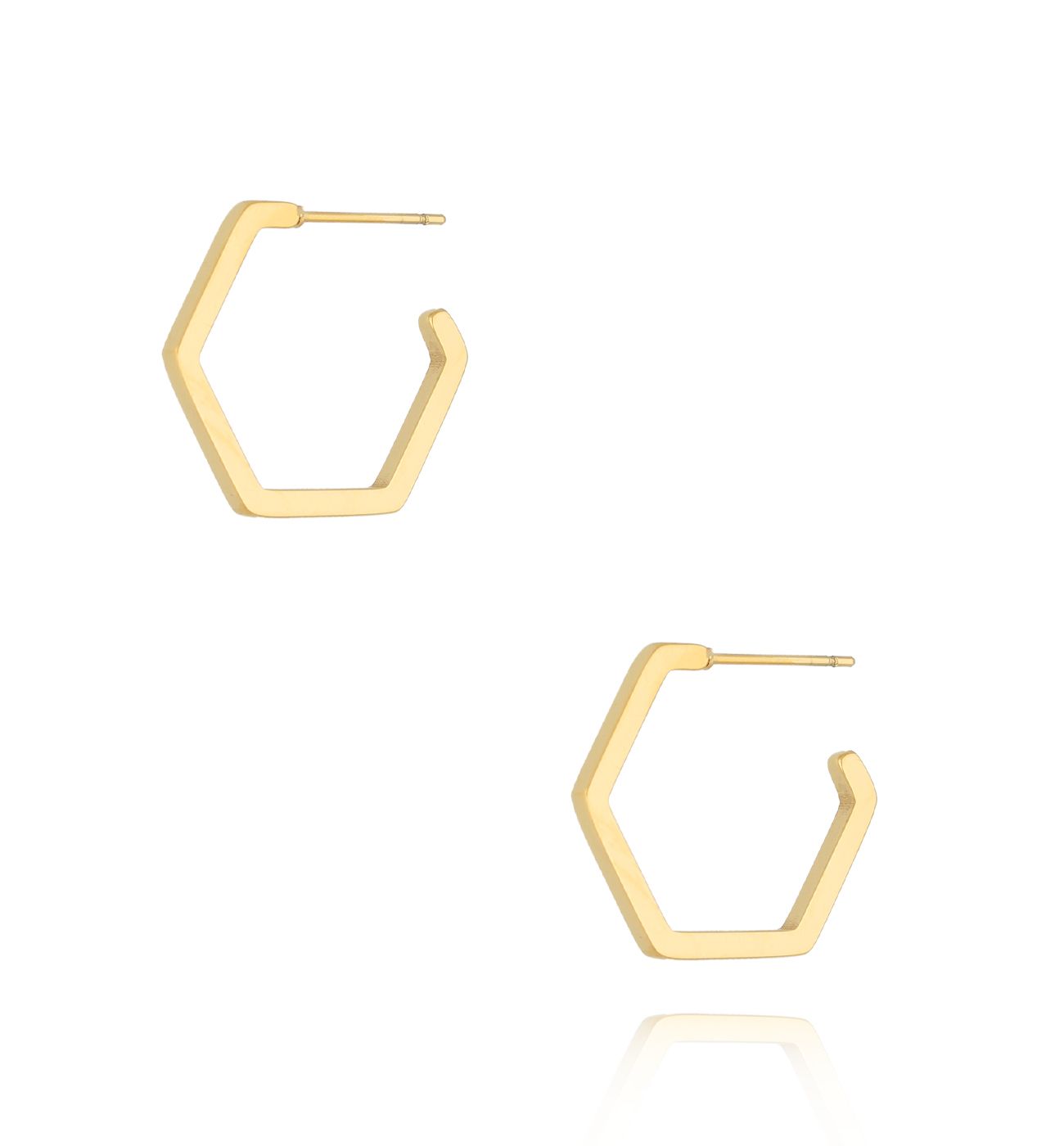 Kolczyki sześciokąty złote średnie Hexagon - By Dziubeka