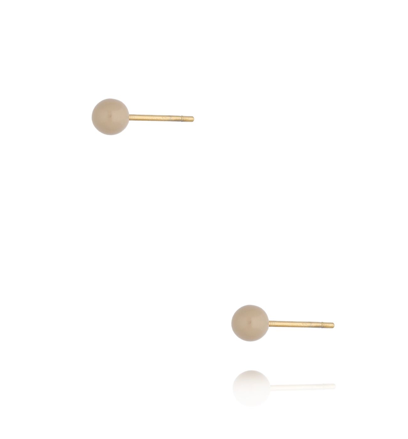 Kolczyki złote kulki z beżową emalią 4 mm Enamel Balls - By Dziubeka