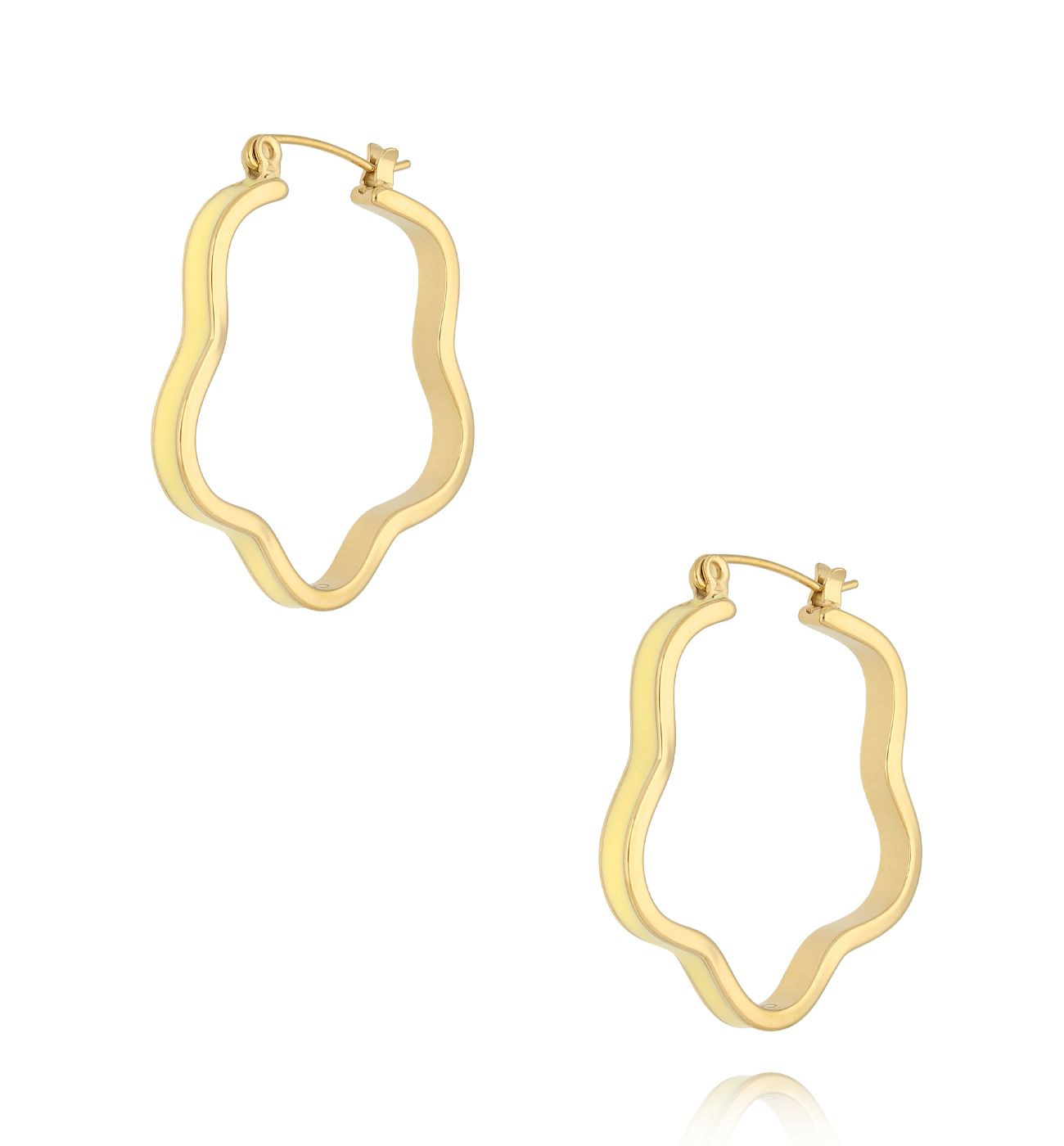 Kolczyki żółte emaliowane Wavy Hoop - By Dziubeka