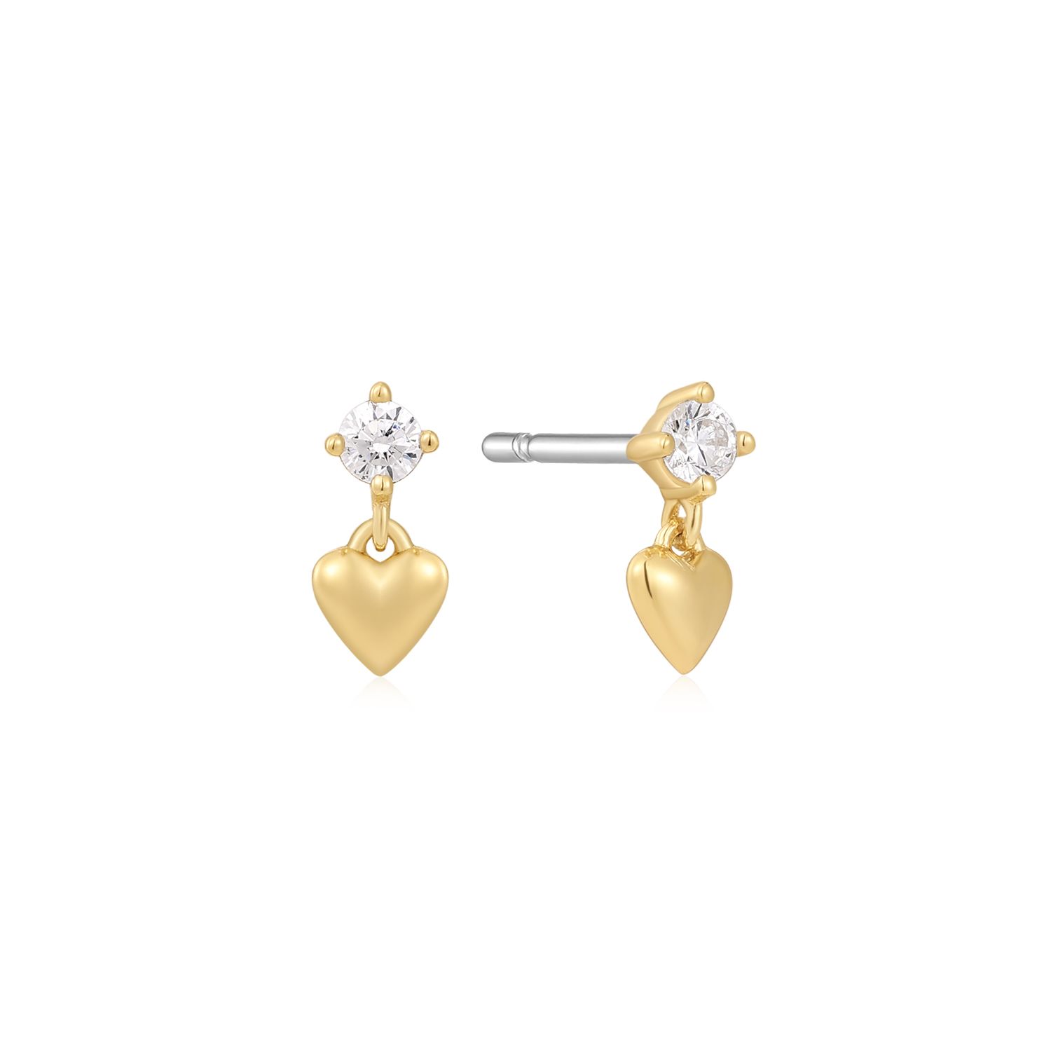 Kolczyki serca z cyrkoniami Heart of Gold KFA0085