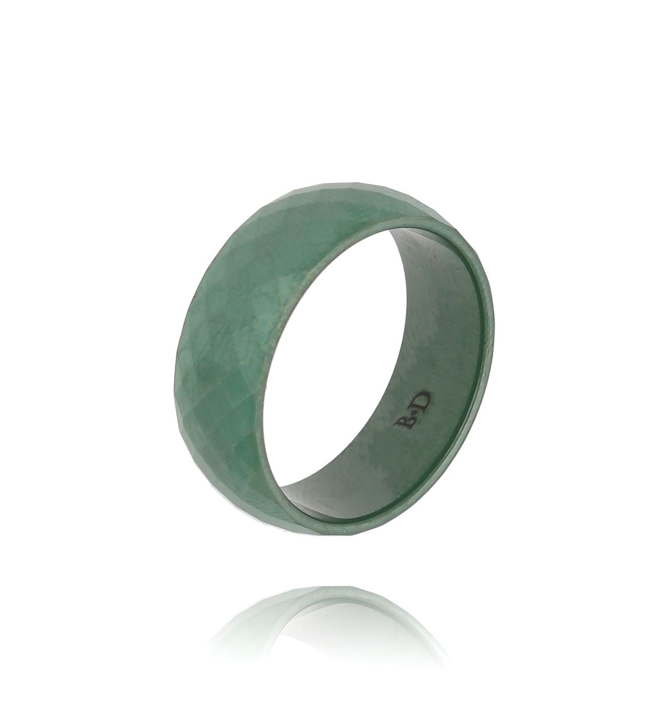Obrączka z ceramiki zielona fasetowana Feminine PFE0056 - By Dziubeka