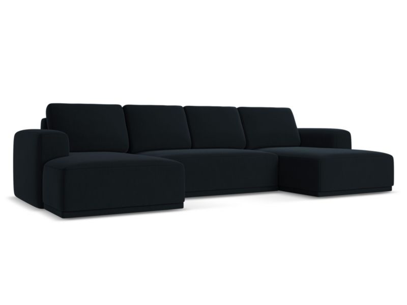 Sofa panoramiczna z funkcją spania Makamii Kaila z tkaniny welwetowej 333x160 cm królewski niebieski 1 szt.