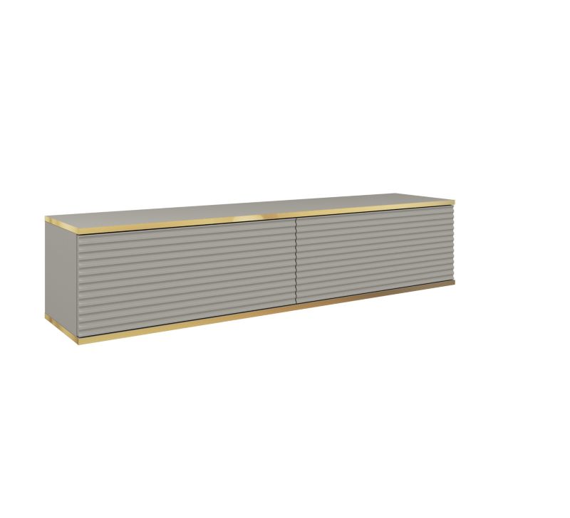 Szafka RTV MINIO go for it ORINO MDF 135 cm szara ze złotymi detalam ,1 szt.