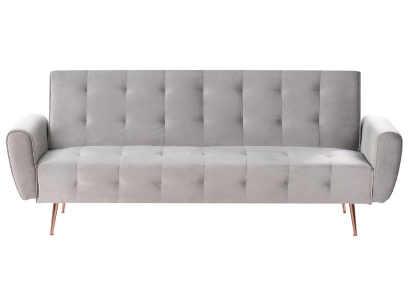 Sofa rozkładana welurowa jasnoszara Selnes 1 szt.