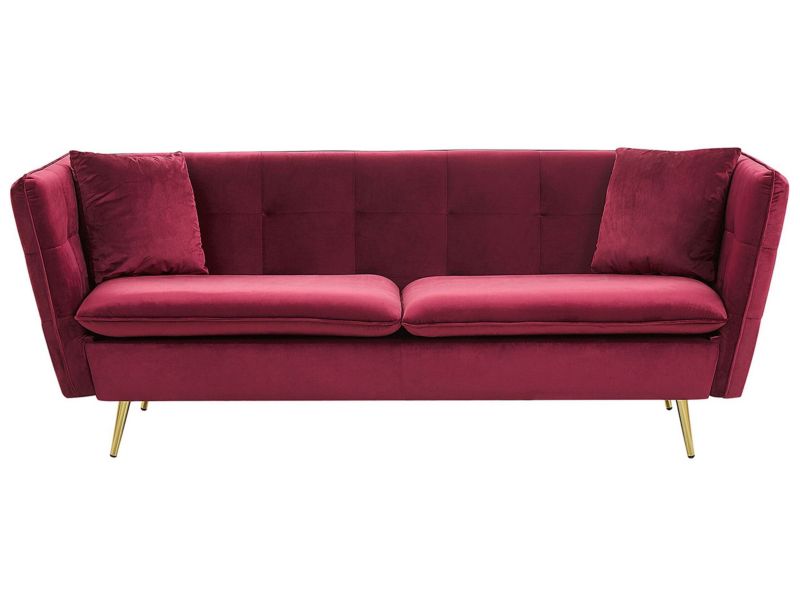 Sofa 3-osobowa welurowa czerwona Frederica 1 szt.