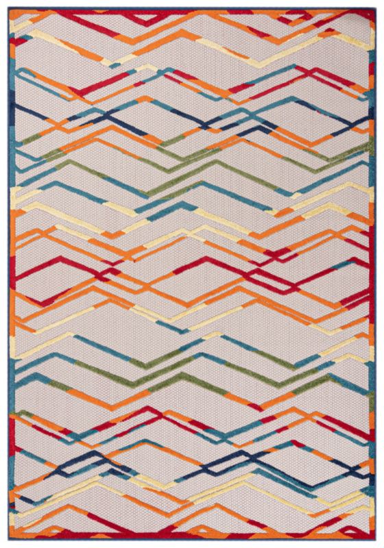 Dywan wewnętrzny/ zewnętrzny Aventura ED02A prostokąt 140 x 200 cm kolorowy nowoczesny wzór geometryczny,paski krótki włos 1 szt.