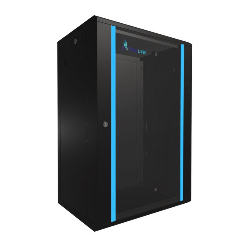 Szafa rack Extralink 18U 600x450 Czarna montowana na ścianie