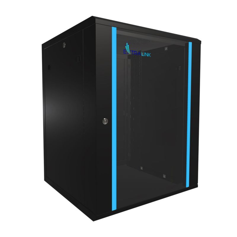Szafa rack Extralink 15U 600x600 Czarna montowana na ścianie