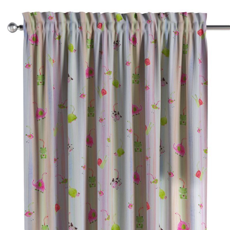 Zasłona na kanale z grzywką 1 szt. 130 x 260 cm Dekoria kolorowe zwierzątka na tęczowym tle 1 szt.