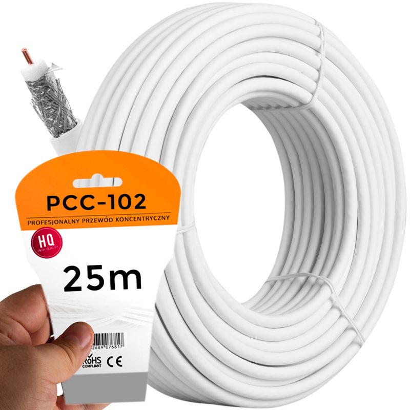 Kabel koncentryczny Vayox PCC102-25 antenowy Cu 75 Ohm 25m 1 szt.