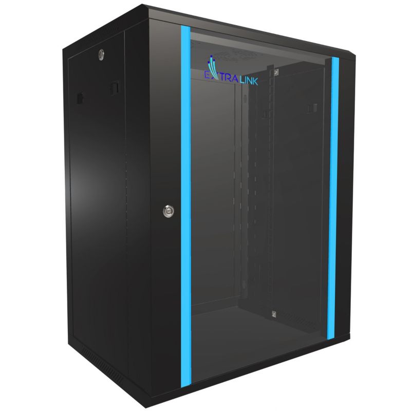 Szafa rack Extralink 15U 600x450 Czarna montowana na ścianie