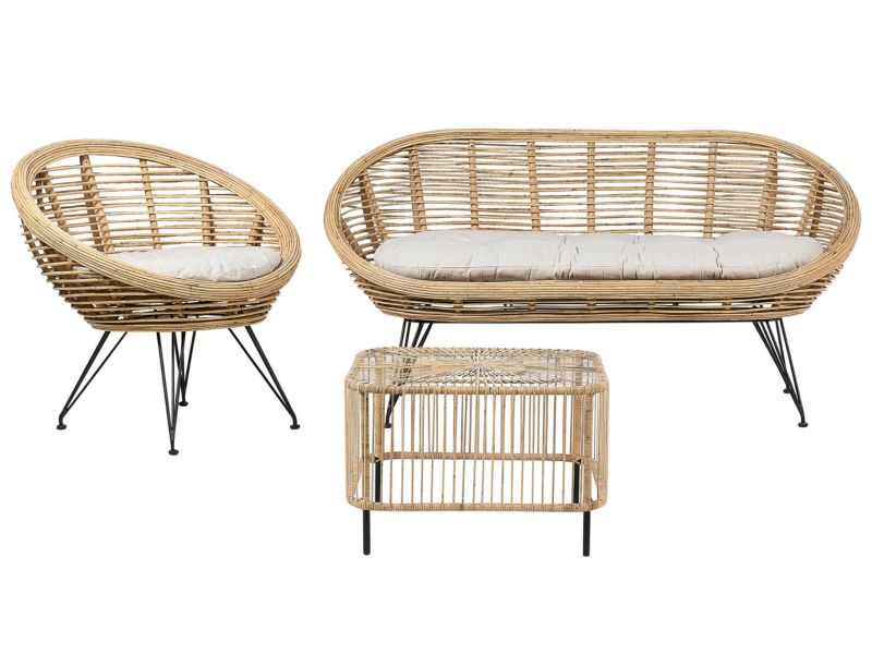 Zestaw ogrodowy ze stolikiem Maratea/cesenatico Rattan Naturalny 1 kpl