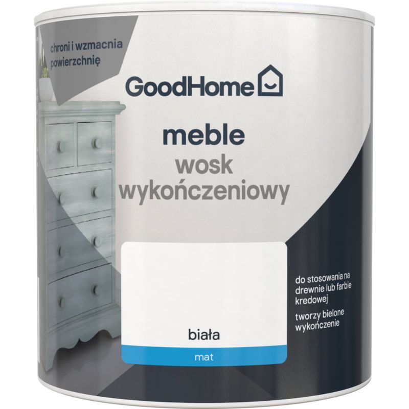Wosk wykończeniowy do mebli GoodHome Reno biały mat 0,5 l