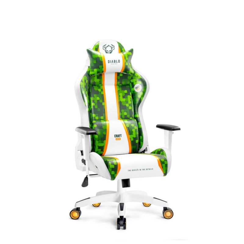 Fotel gamingowy biurowy z ekoskóry Small Diablo X-One 2.0 biało-zielony 1 szt