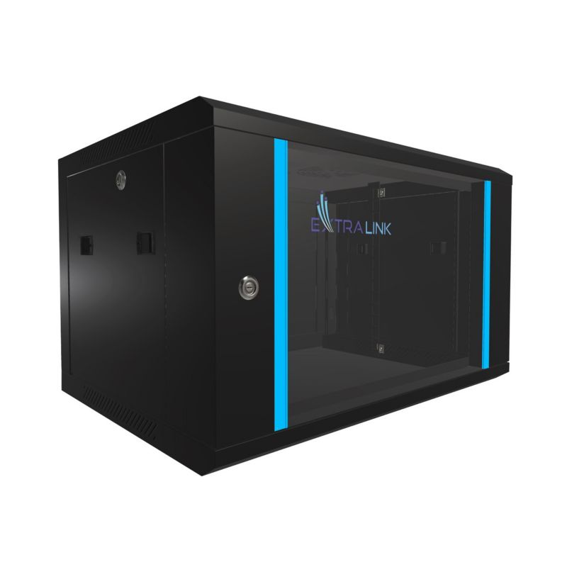 Szafa rack Extralink 6U 600x450 Czarna montowana na ścianie