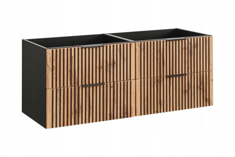 Szafka łazienkowa Furnidea 160 cm wisząca czarna dąb ryflowana XILO 1 szt.
