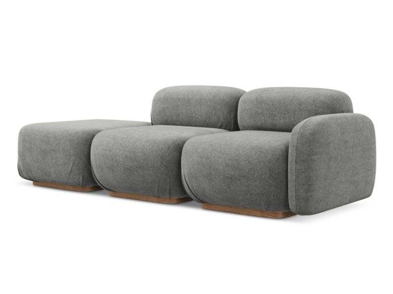 3-osobowa kanapa modułowa lewa Makamii Ailani z tkaniny bouclé 258x95 cm szary beż 1 szt.