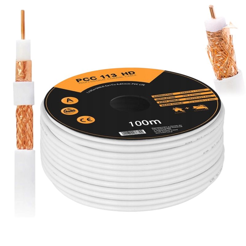 Kabel koncentryczny Libox PCC113-100 antenowy miedziany 100m 1 szt.