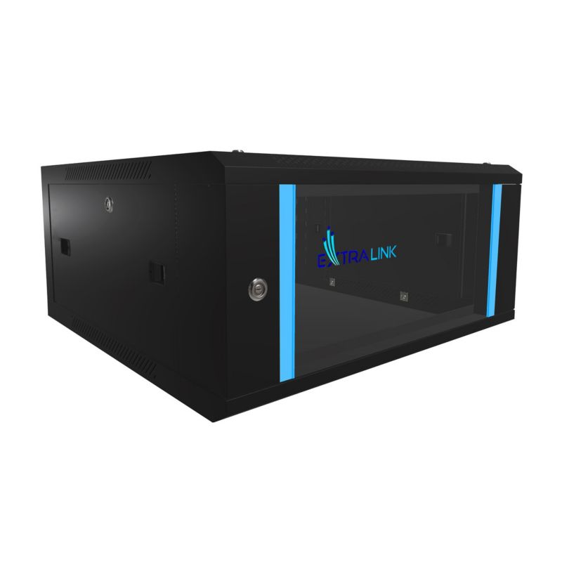 Szafa rack Extralink 4U 600x600 Czarna montowana na ścianie