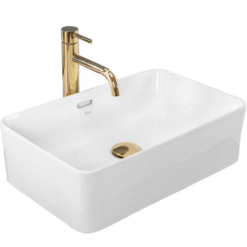 Umywalka Nablatowa Rea Berta 48 Prostokątny Biały 48,5X30,5X14,5Cm 1 Szt