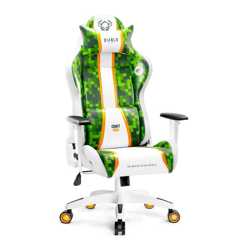 Fotel gamingowy biurowy z ekoskóry XL Diablo X-One 2.0 biało-zielony 1 szt