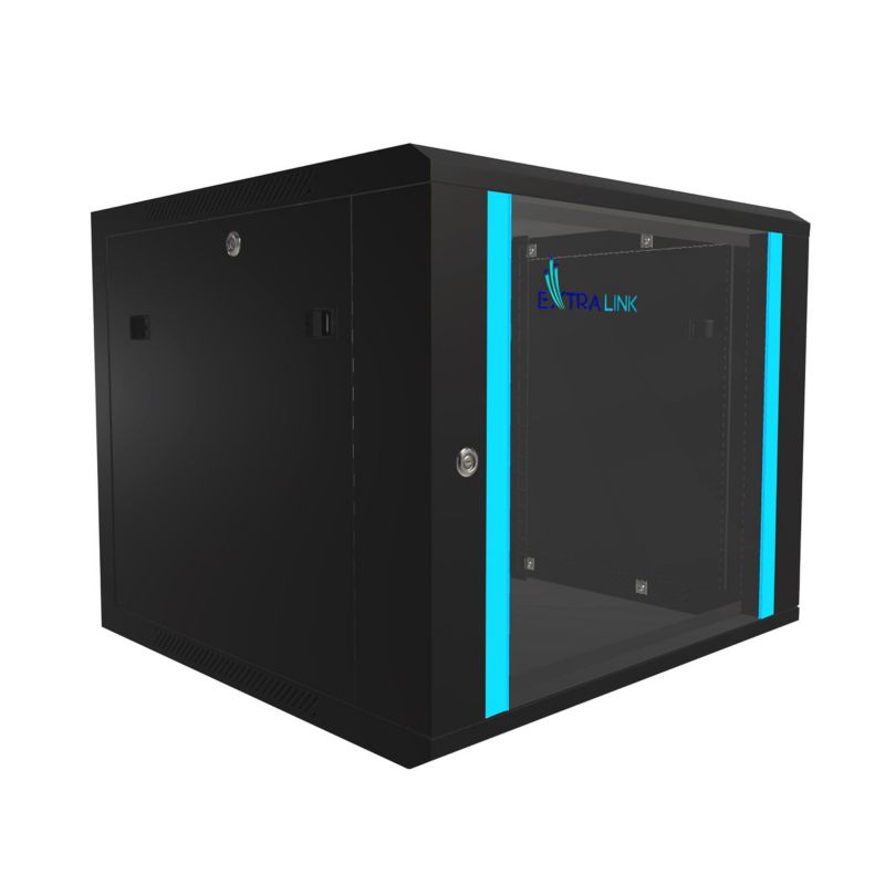 Szafa rack Extralink 9U 600x600 Czarna montowana na ścianie
