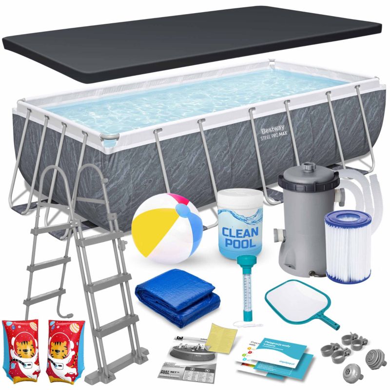 Basen ogrodowy Bestway stelażowy 404x201x100cm prostokątny zestaw 56721-17W1 1szt.