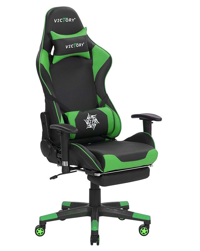 Fotel gamingowy Ekoskóra Zielony Victory 1 szt.