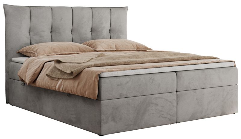 Łóżko kontynentalne MKS Meble PREMIUM 10 200x200 H3 Jasnoszary welvet 1szt.