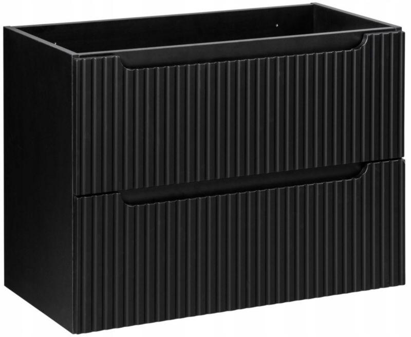Szafka pod umywalkę łazienkowa Furnidea Nova Black czarna ryflowana 80 cm wisząca 1 szt.