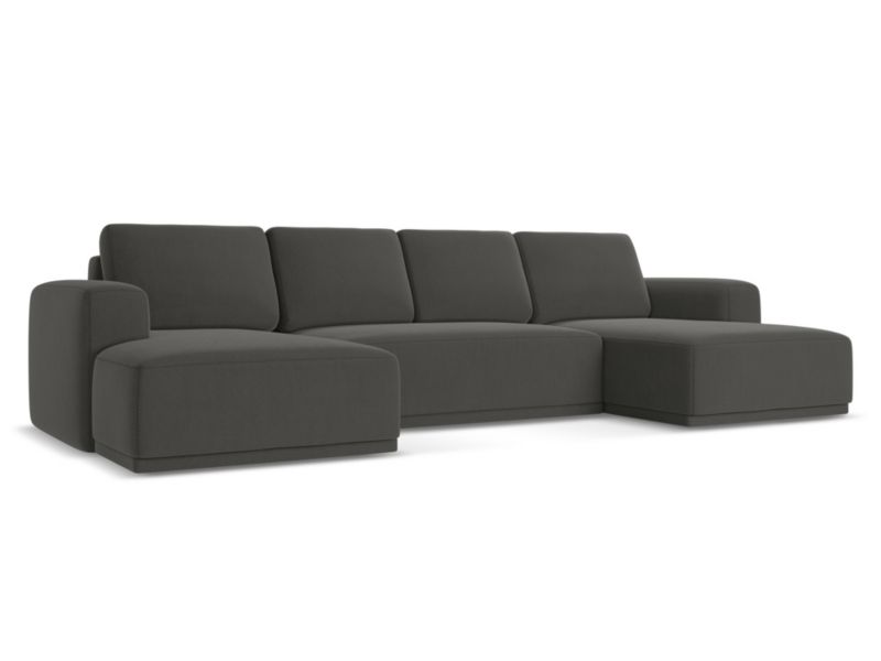 Sofa panoramiczna z funkcją spania Makamii Kaila z tkaniny welwetowej 333x160 cm stalowy 1 szt.