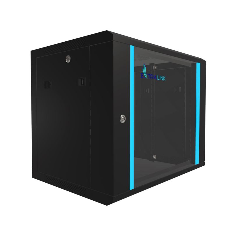 Szafa rack Extralink 9U 600x450 Czarna montowana na ścianie