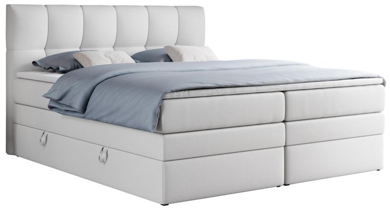 Łóżko kontynentalne MKS Meble ALVIN KING 180x200 H3 Biały ecoskóra 1szt.