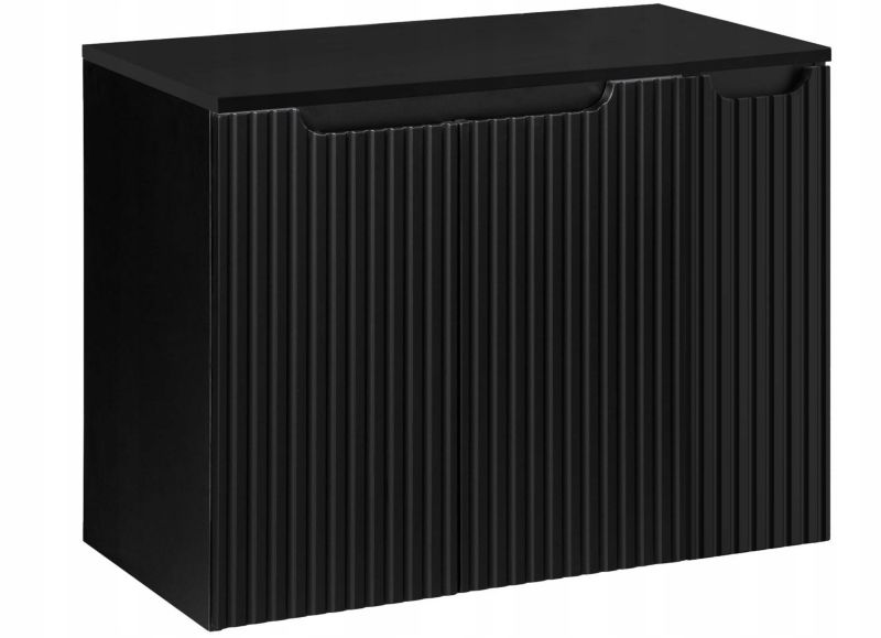 Szafka pod umywalkę łazienkowa Furnidea Nova Black czarna z blatem 80 cm ryflowana 1 szt.