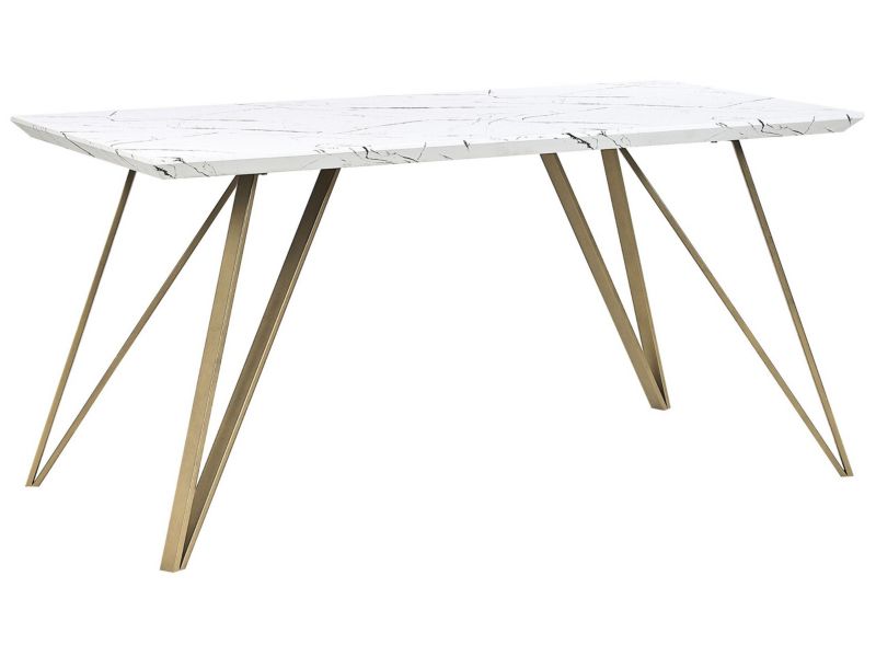 Stół do jadalni Molden 80 cm 150 cm Efekt marmuru Złoty 1 szt.