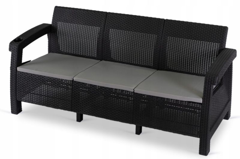 Sofa Ogrodowa Flint Mebel Elite Technorattan z Poduszkami Czarna 1 szt