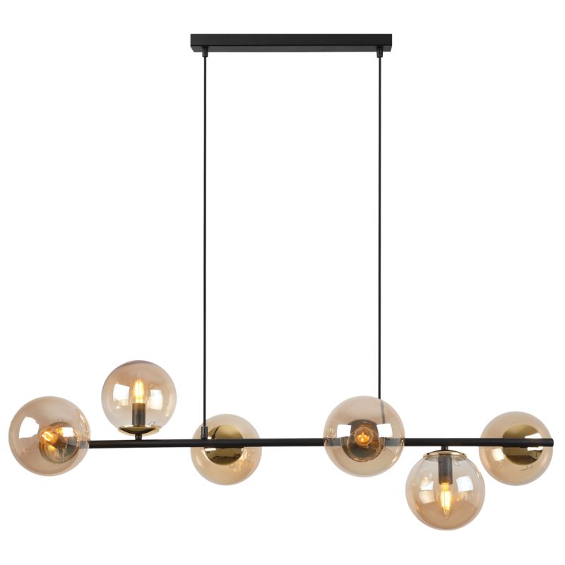 Lampa sufitowa wisząca Light Home LH Siena 6x E14 40W czarny/złoty 34cm klosz miodowy 1szt.