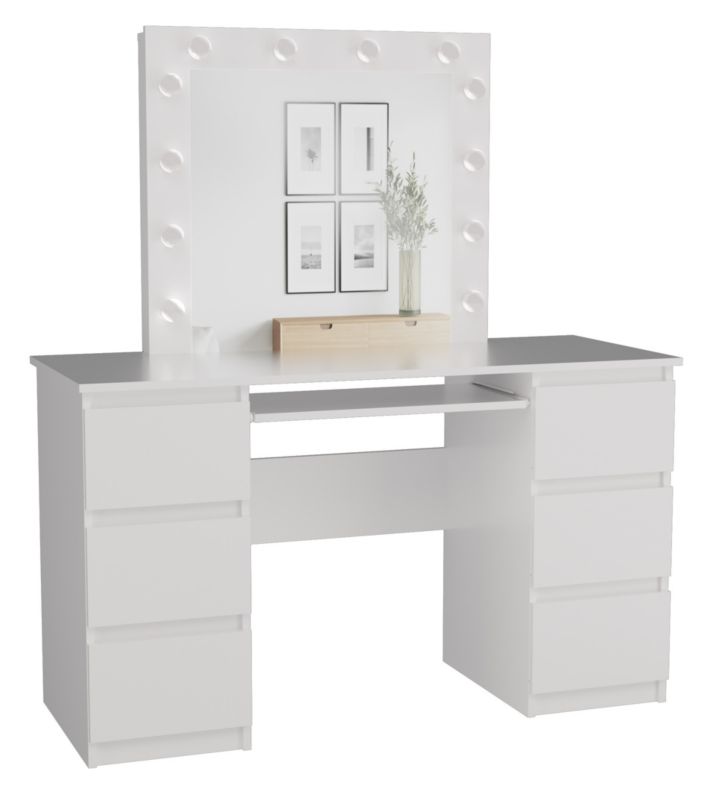 Toaletka Kosmetyczna Topeshop z Lustrem Marina z Biurkiem Kuba Biała 51x130x146 cm 1 szt.