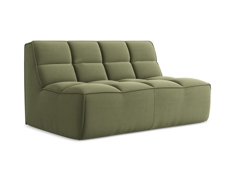 Modułowa sofa 2-osobowa Makamii Kalai z tkaniny welwetowej 160x93 cm oliwkowy 1 szt.