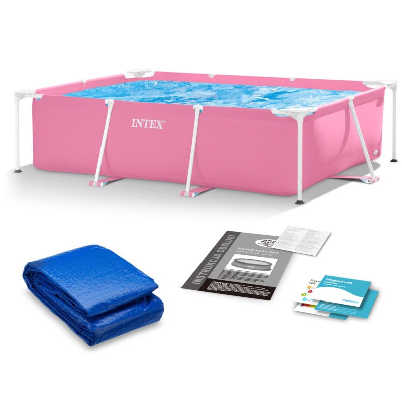 Basen ogrodowy stelażowy Intex 220x150x60cm różowy 28266-2w1 1szt.
