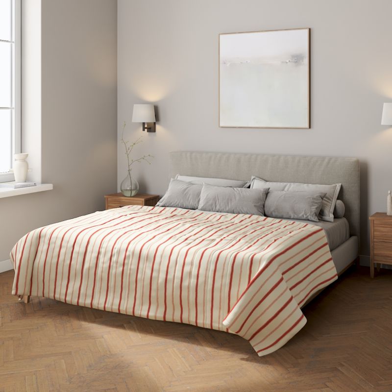Narzuta pikowana w pasy Dekoria 100 x 160 cm czerwone paski na tle ecru 1 szt.