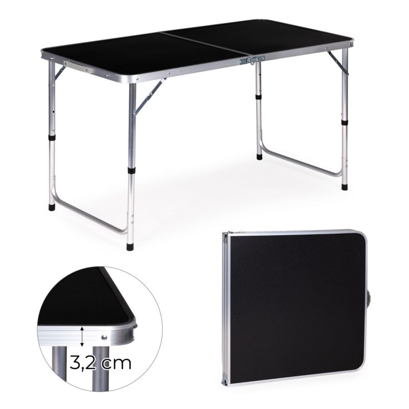 Stolik turystyczny MultiGarden składany 120x60 cm czarny 1 szt