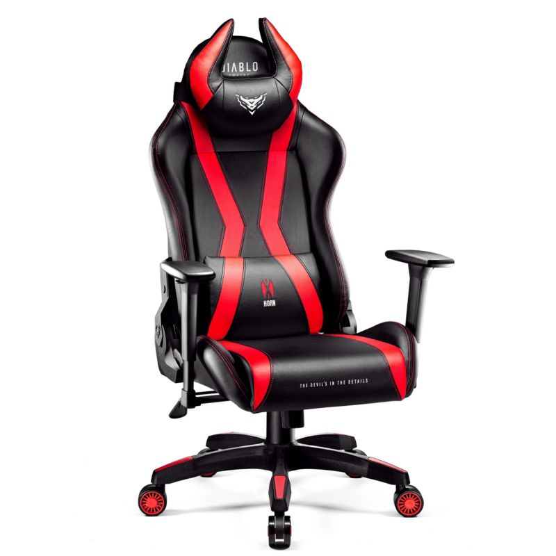 Fotel gamingowy biurowy z ekoskóry XL Diablo X-Horn 2.0czarno-czerwony 1 szt