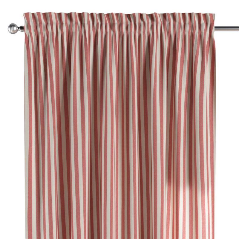 Zasłona na kanale z grzywką 1 szt. 130 x 260 cm Dekoria czerwono-białe pasy (1,5cm) 1 szt.