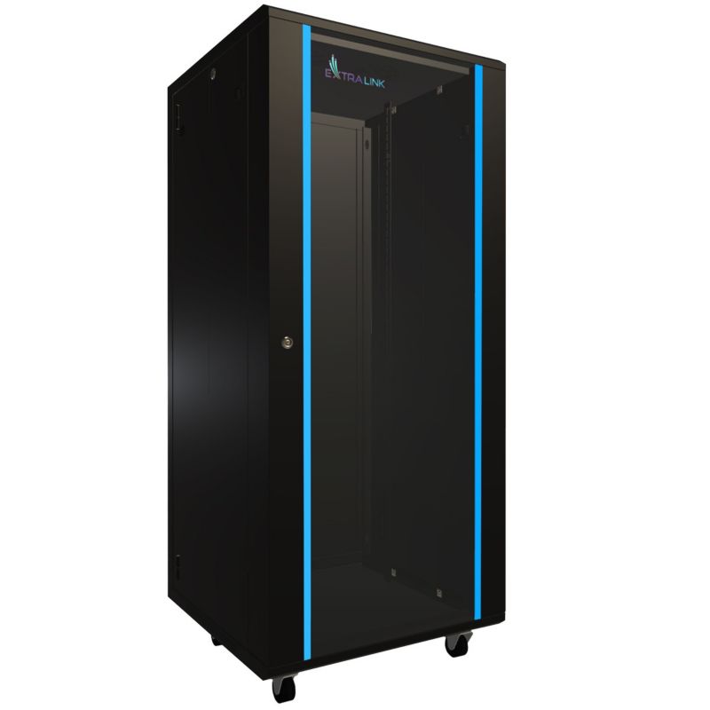Szafa rack Extralink 27U 600x600 Czarna stojąca