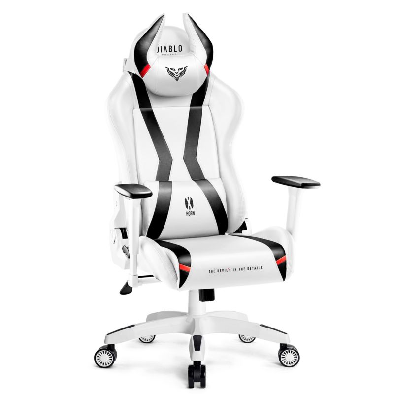 Fotel gamingowy biurowy z ekoskóry XL Diablo X-Horn 2.0 biało-czarny 1 szt
