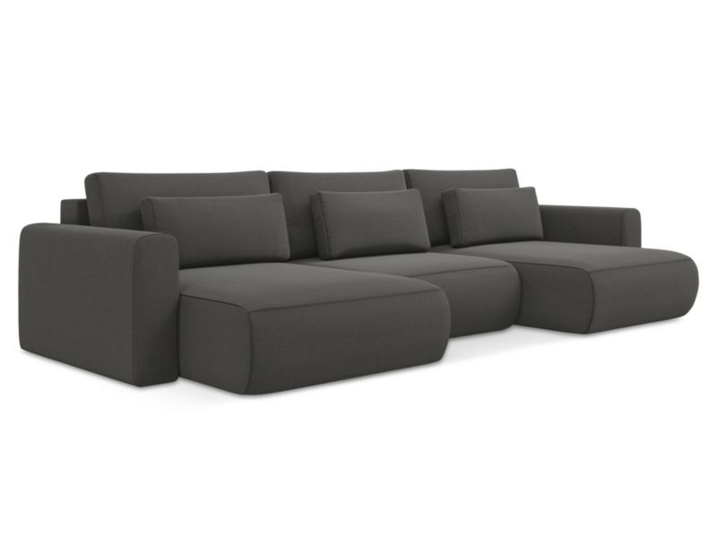 Sofa panoramiczna z funkcją spania Makamii Kapua z tkaniny welwetowej 340x149 cm stalowy 1 szt.