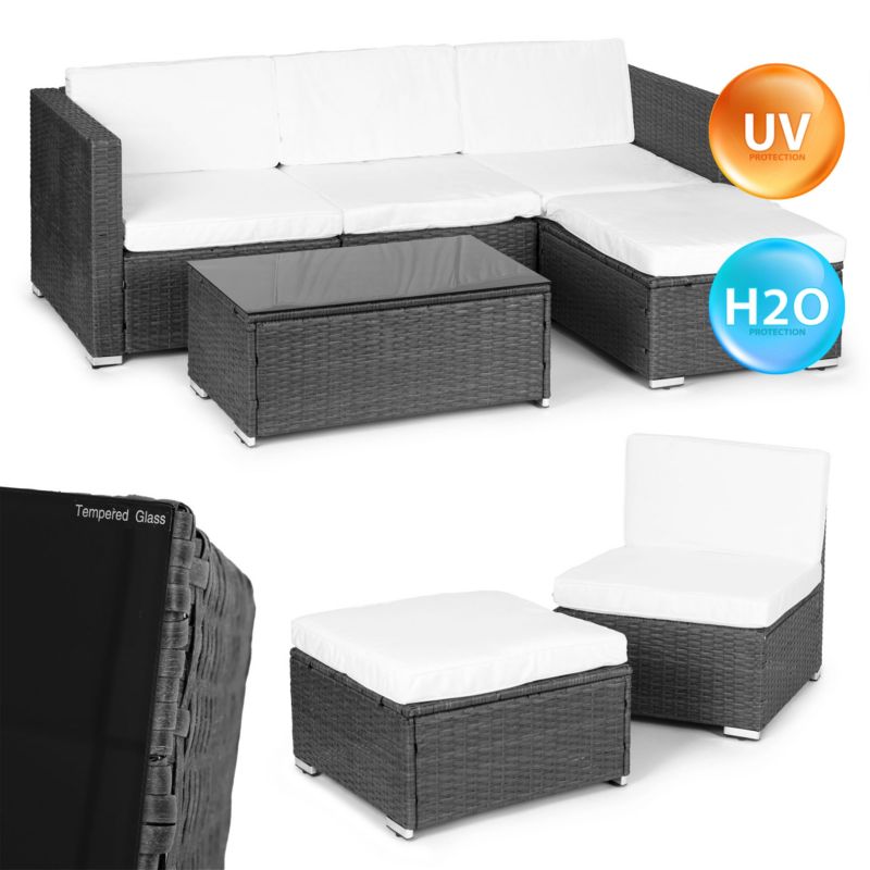 Komplet mebli ogrodowych MultiGarden technorattan narożnik modułowy stolik szary 1 kpl.